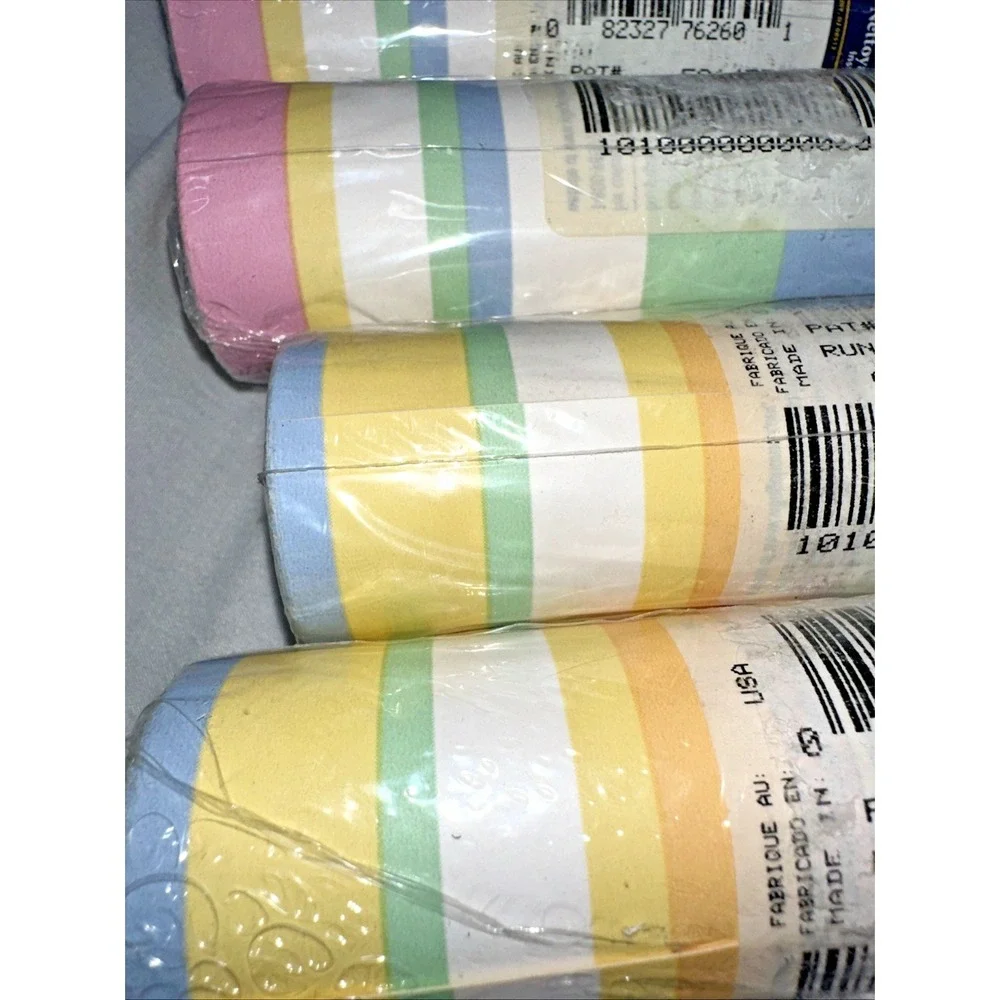 Village Wallpaper Border Multi Color Stripe Prepasted Vinyl 6 Roll 15ft 58145591